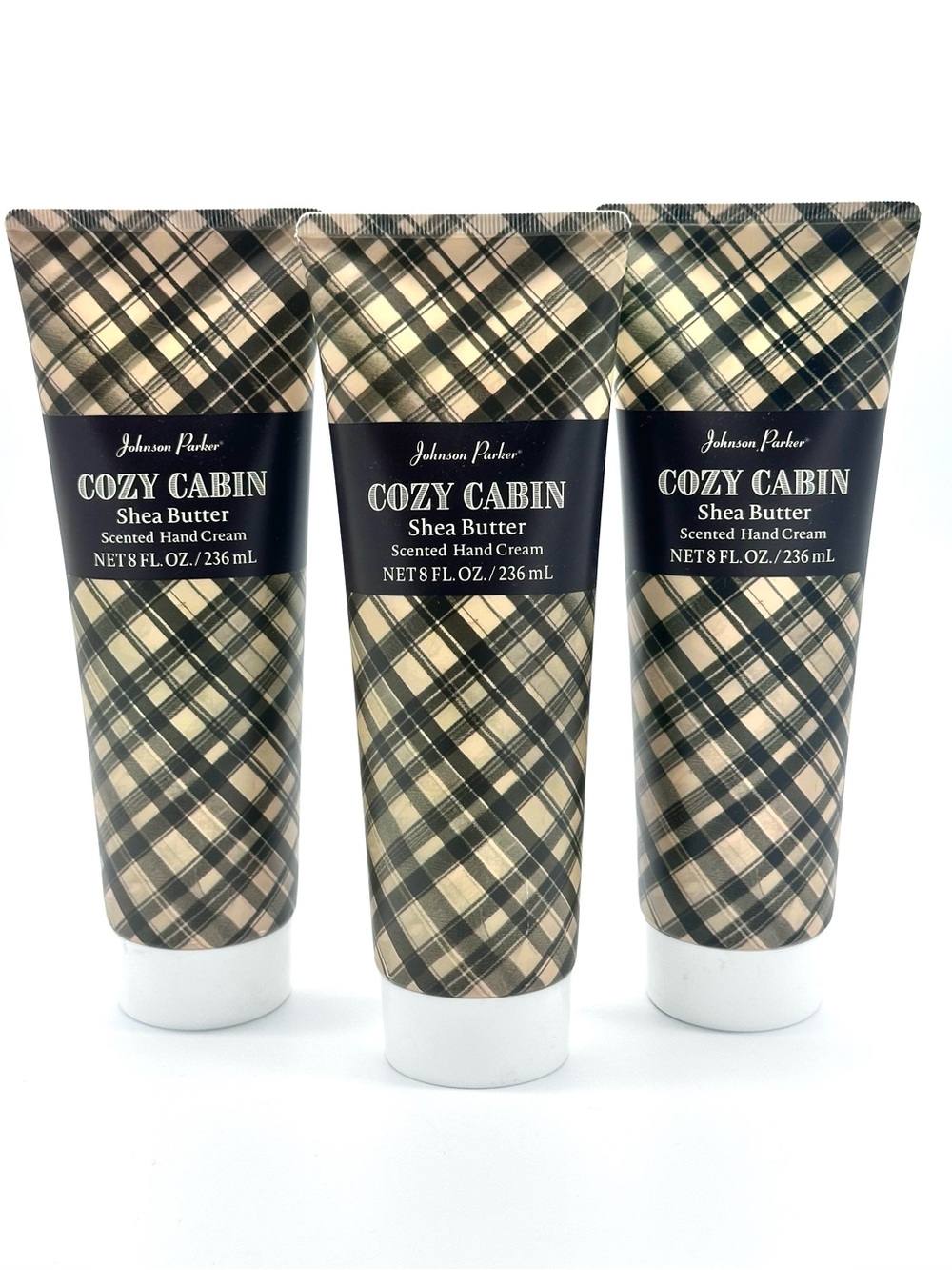 Johnson Parker Cozy Cabin Hand Cream Plaid 3 Piece Bulk Bundle Lot